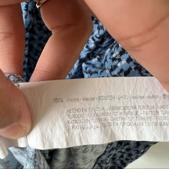 Zara blue printed midi tiered long sleeve dress blogger fav size small - Picture 7 of 8